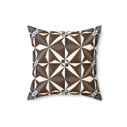 Brown Native Morning Star Spun Polyester Square Pillow