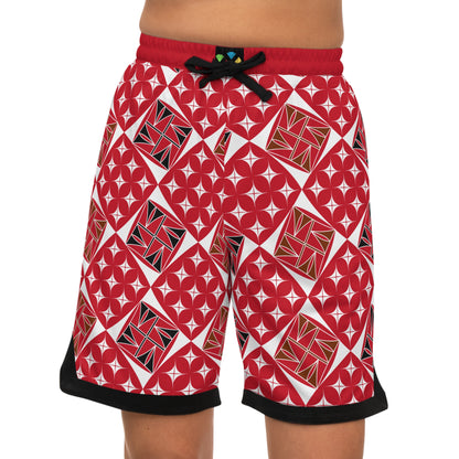 Sacred Universe in Red Basketball Rib Shorts