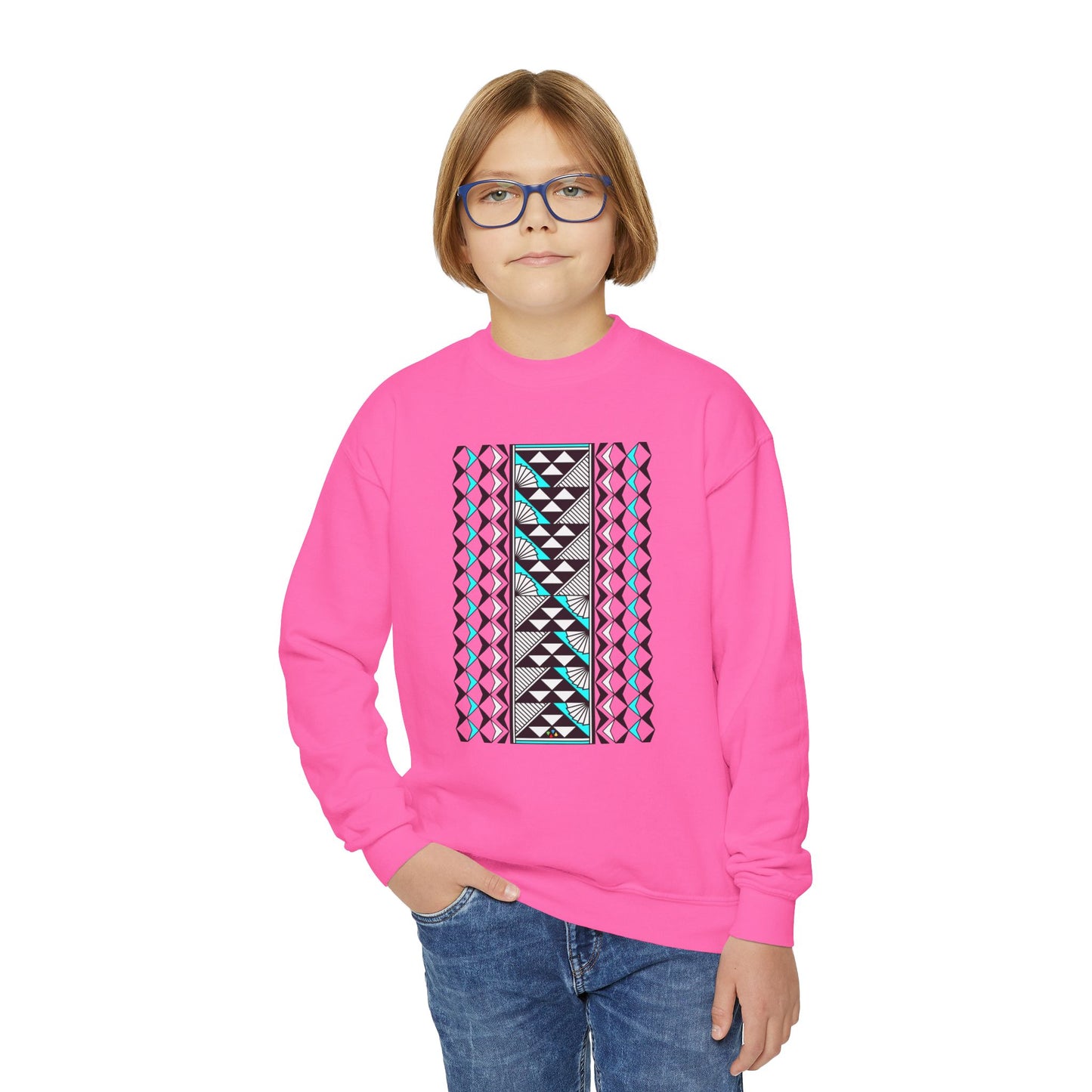Rain and Sun in Turquoise Youth Crewneck Sweatshirt