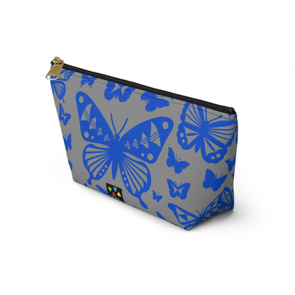 Blue Butterflies on Gray Pouch w T-bottom