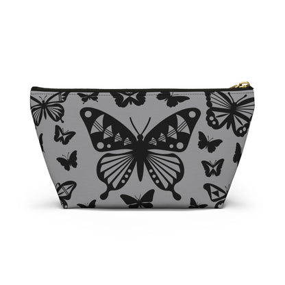 Black Butterflies on Gray Pouch w T-bottom