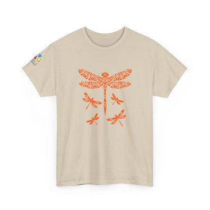 Native Dragonfly in Orange Gildan Unisex Tee