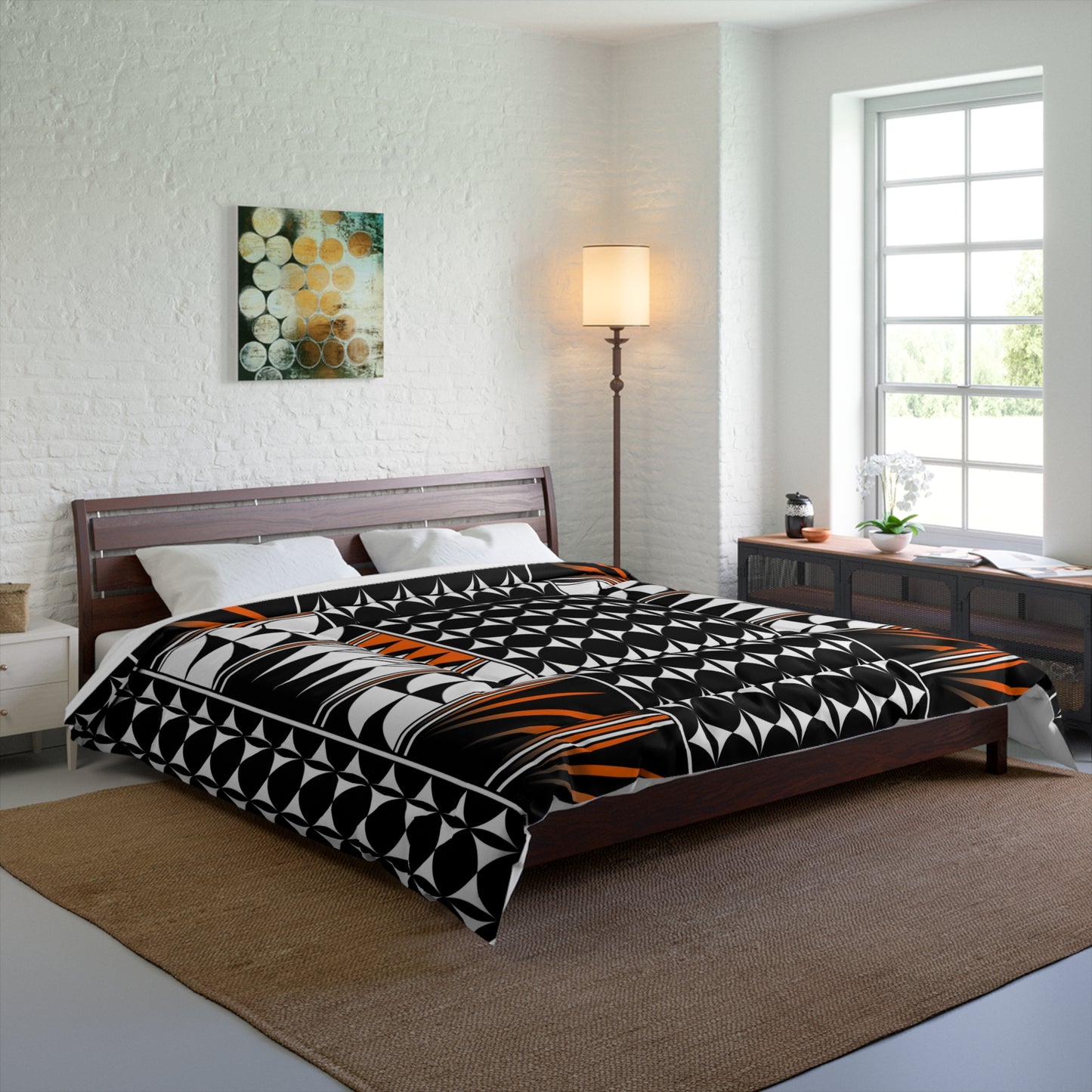 Southwest Feather Blessing in Orange Comforter