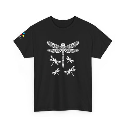 Native Dragonfly in White Gildan Unisex Tee