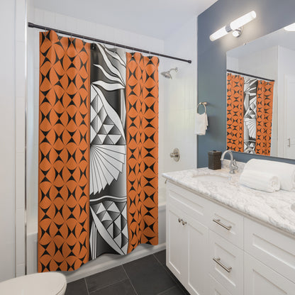 Orange Chrome Native Sunrise Shower Curtains