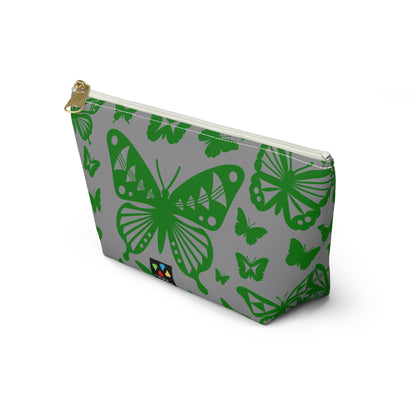 Green Butterflies on Gray Pouch w T-bottom