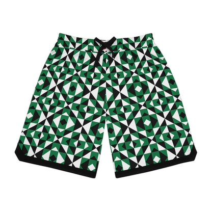 Green Sacred Mountains Basketball Rib Shorts