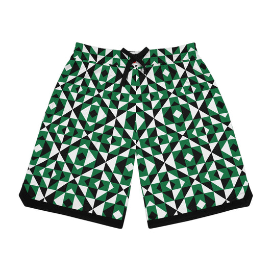 Green Sacred Mountains Basketball Rib Shorts