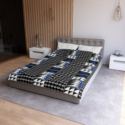 Blessed Feathers in Blue Microfiber Duvet Cover