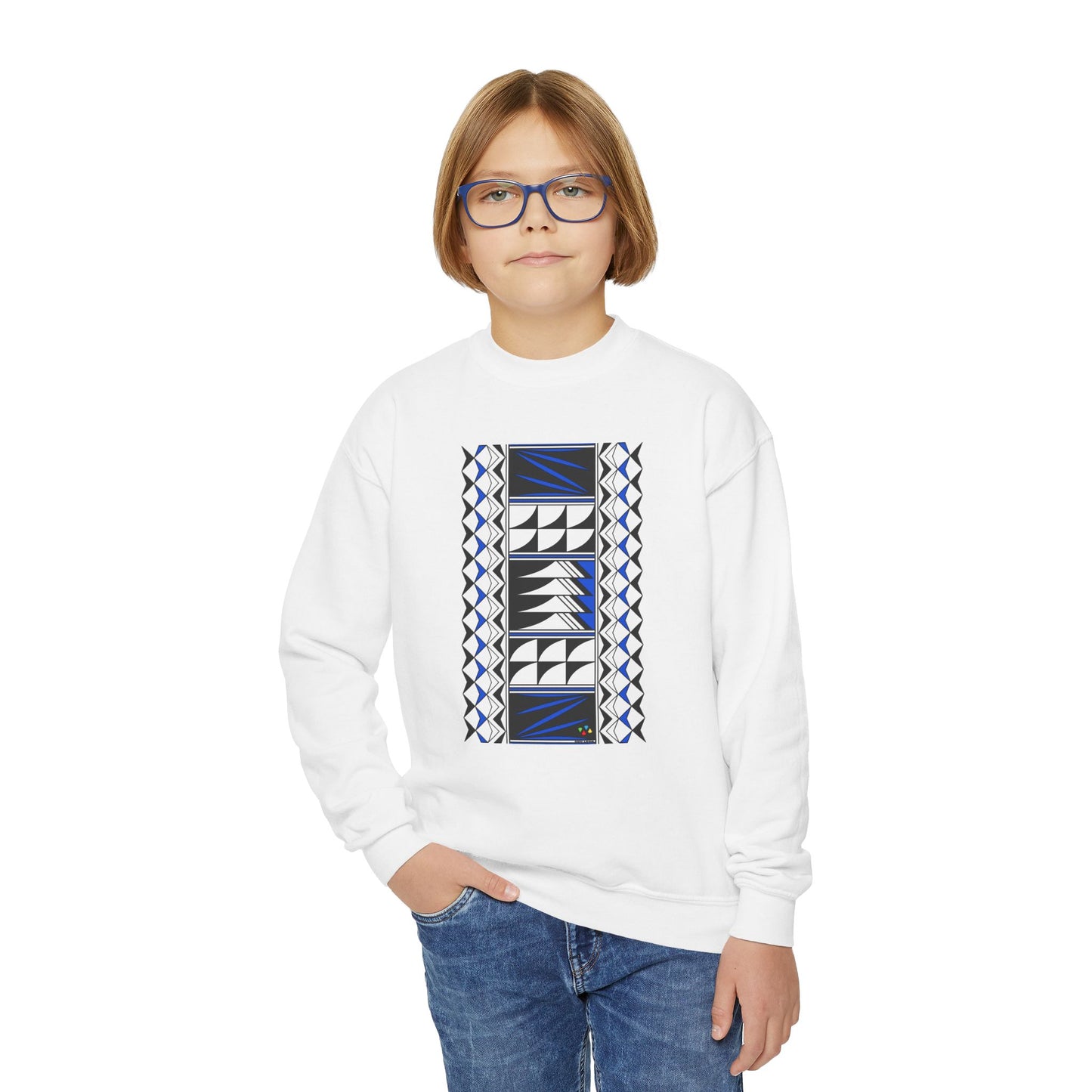 Feather Blessings in Blue Youth Crewneck Sweatshirt