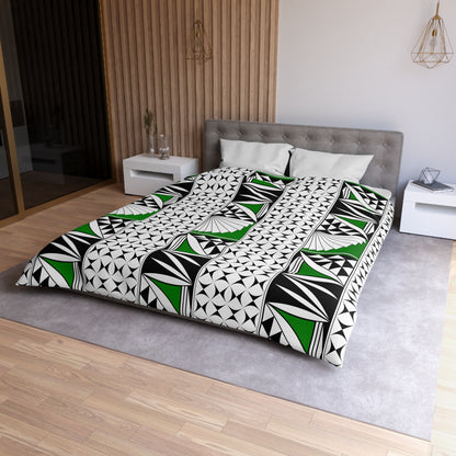 Southwest Sunrise in Green Microfiber Duvet Cover