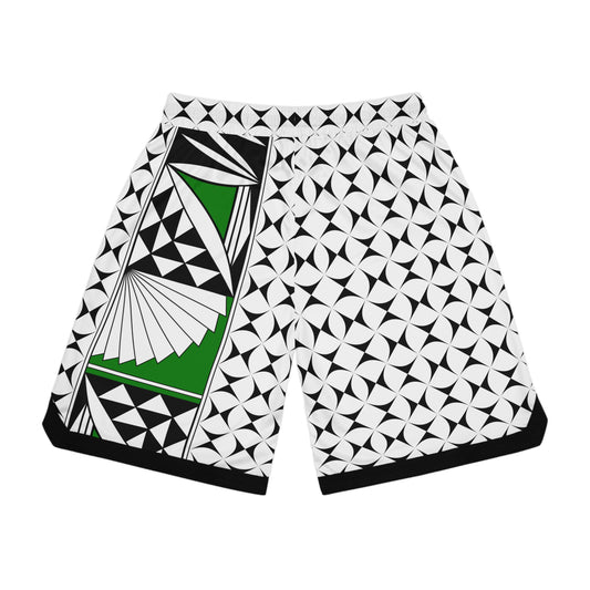 Southwest Sunrise in Green Basketball Rib Shorts