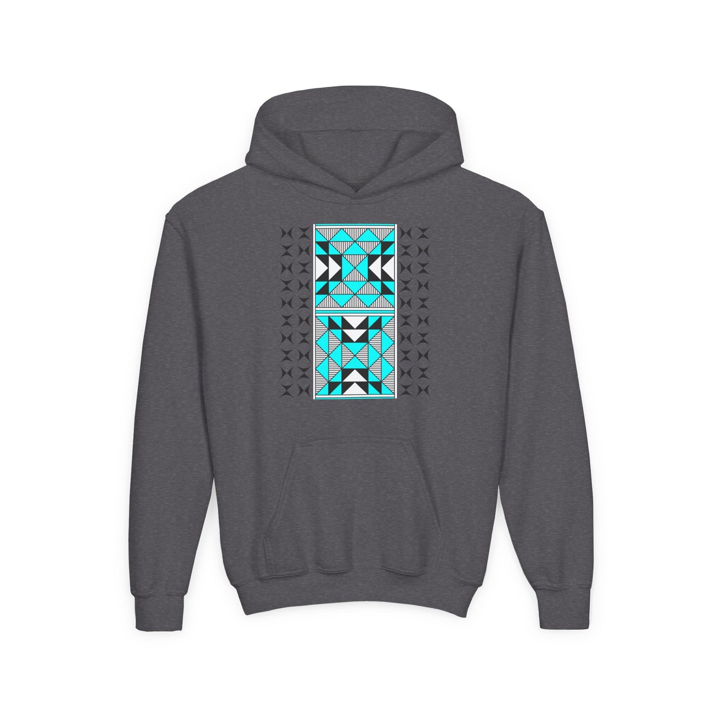 Sacred Mountains in Turquoise Youth Heavy Blend Hooded Sweatshirt