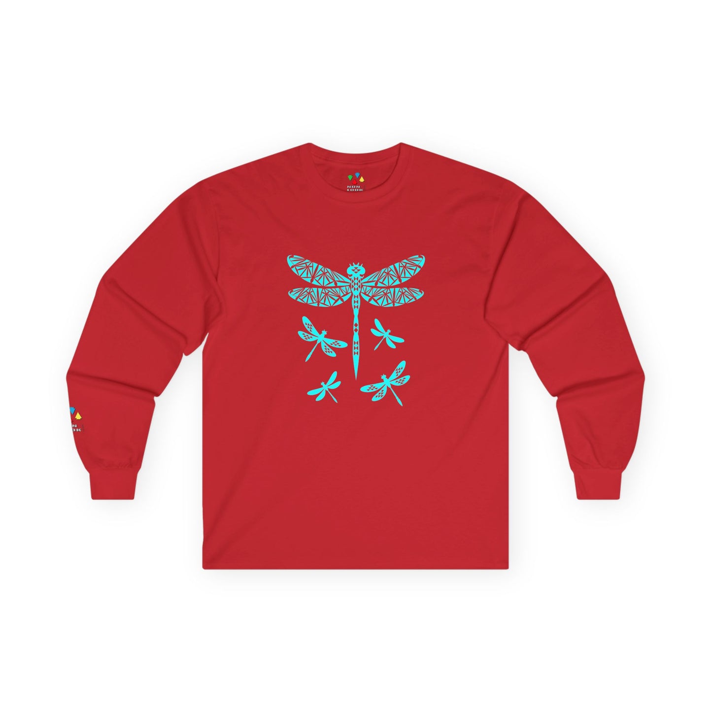 Native Dragonfly in Turquoise Unisex Long Sleeve Tee