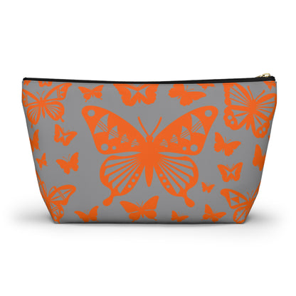 Orange Butterflies on Gray Pouch w T-bottom