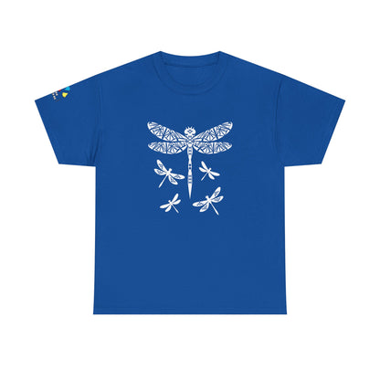 Native Dragonfly in White Gildan Unisex Tee