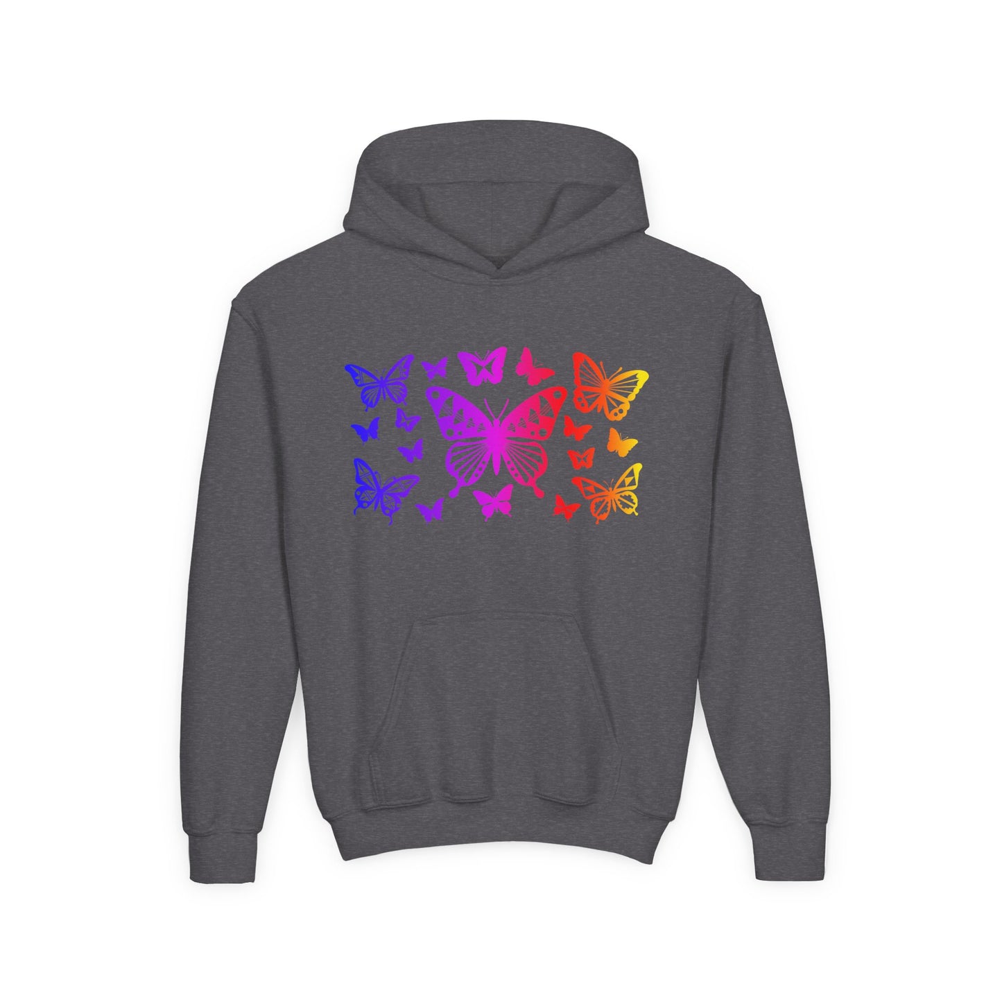 Rainbow Butterflies Youth Heavy Blend Hooded Sweatshirt