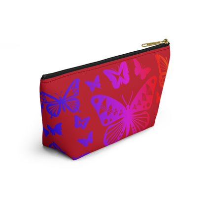 Rainbow Butterflies on Red Pouch w T-bottom