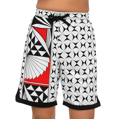 Southwest Sunrise in Red Basketball Rib Shorts