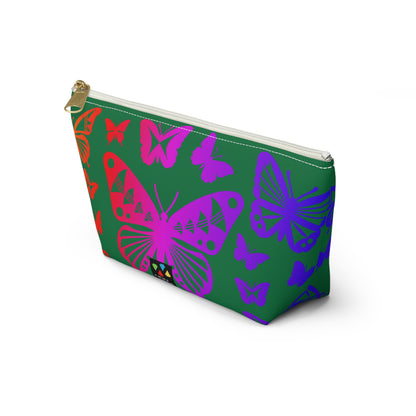 Rainbow Butterflies on Green Pouch w T-bottom