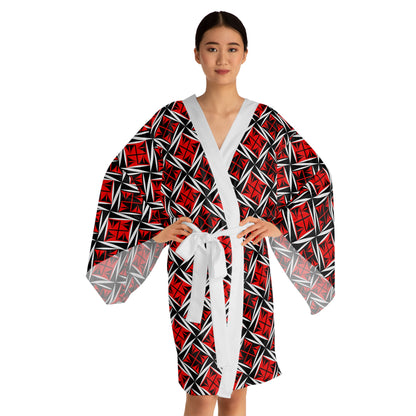 Sacred Winds in Red Kimono Robe – Where Comfort Meets Native Grace