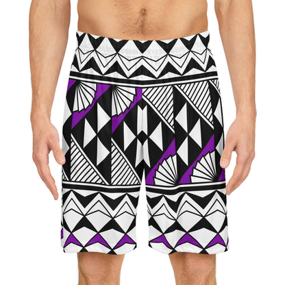 Sun and Rain in Purple Basketball Shorts