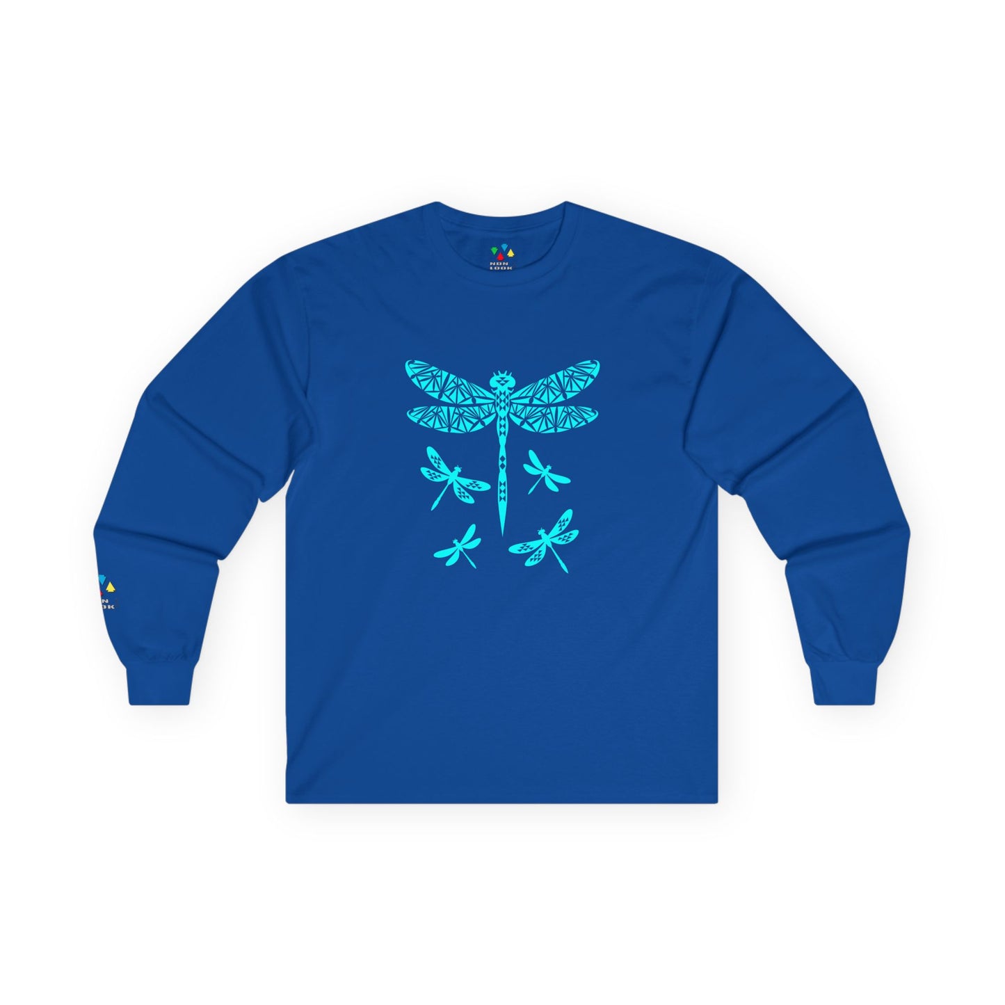 Native Dragonfly in Turquoise Unisex Long Sleeve Tee