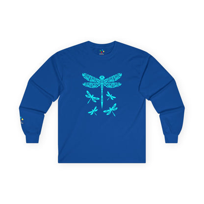 Native Dragonfly in Turquoise Unisex Long Sleeve Tee