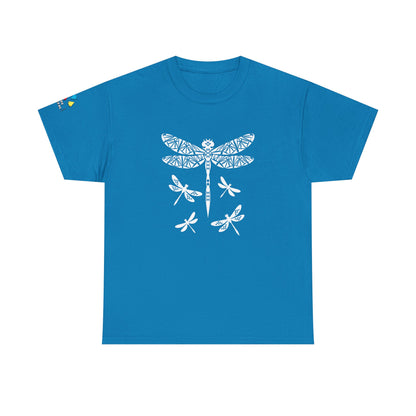 Native Dragonfly in White Gildan Unisex Tee