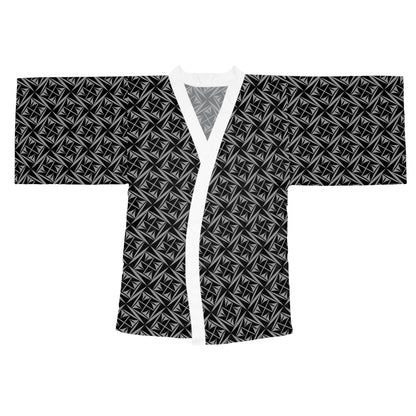 Sacred Winds in Charcoal Kimono Robe – Where Comfort Meets Native Grace