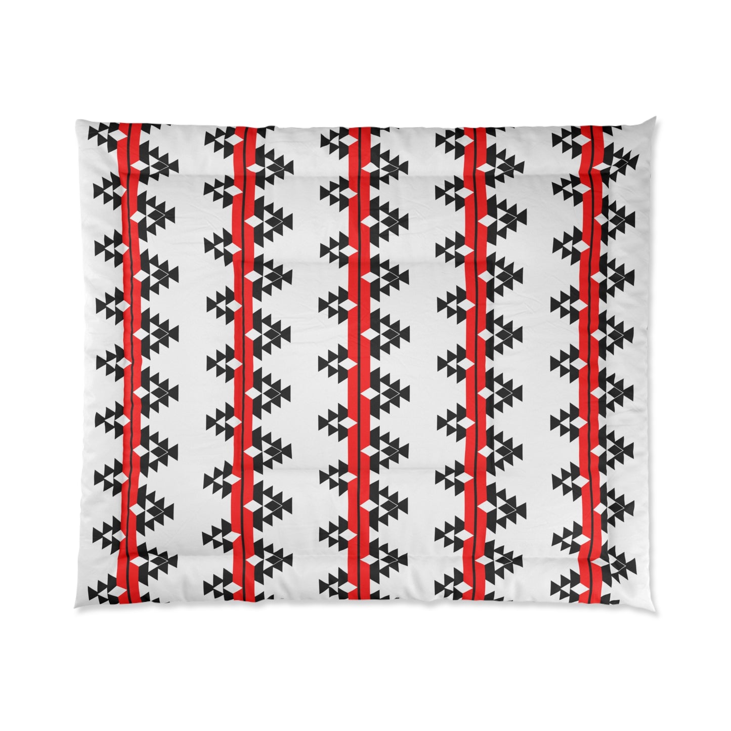 Native Woven Stories on White Comforter