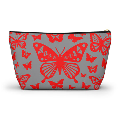 Red Butterflies on Gray Pouch w T-bottom