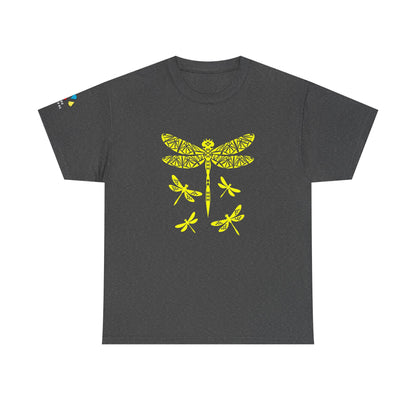 Native Dragonfly in Yellow Gildan Unisex Tee