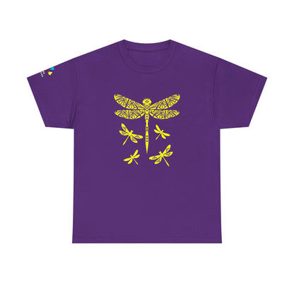 Native Dragonfly in Yellow Gildan Unisex Tee