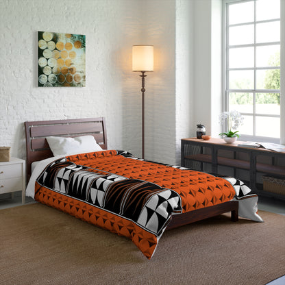 Southwest Feather Blessing on Orange Comforter