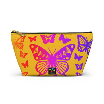 Rainbow Butterflies on Yellow Pouch w T-bottom