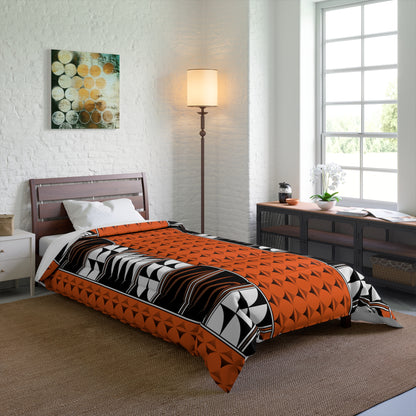 Southwest Feather Blessing on Orange Comforter