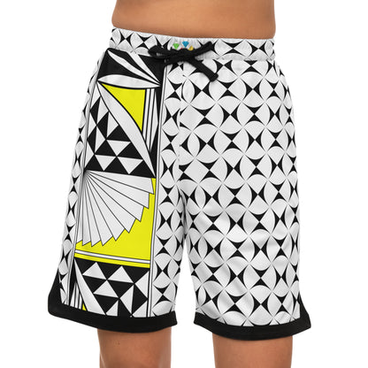 Southwest Sunrise in Yellow Basketball Rib Shorts
