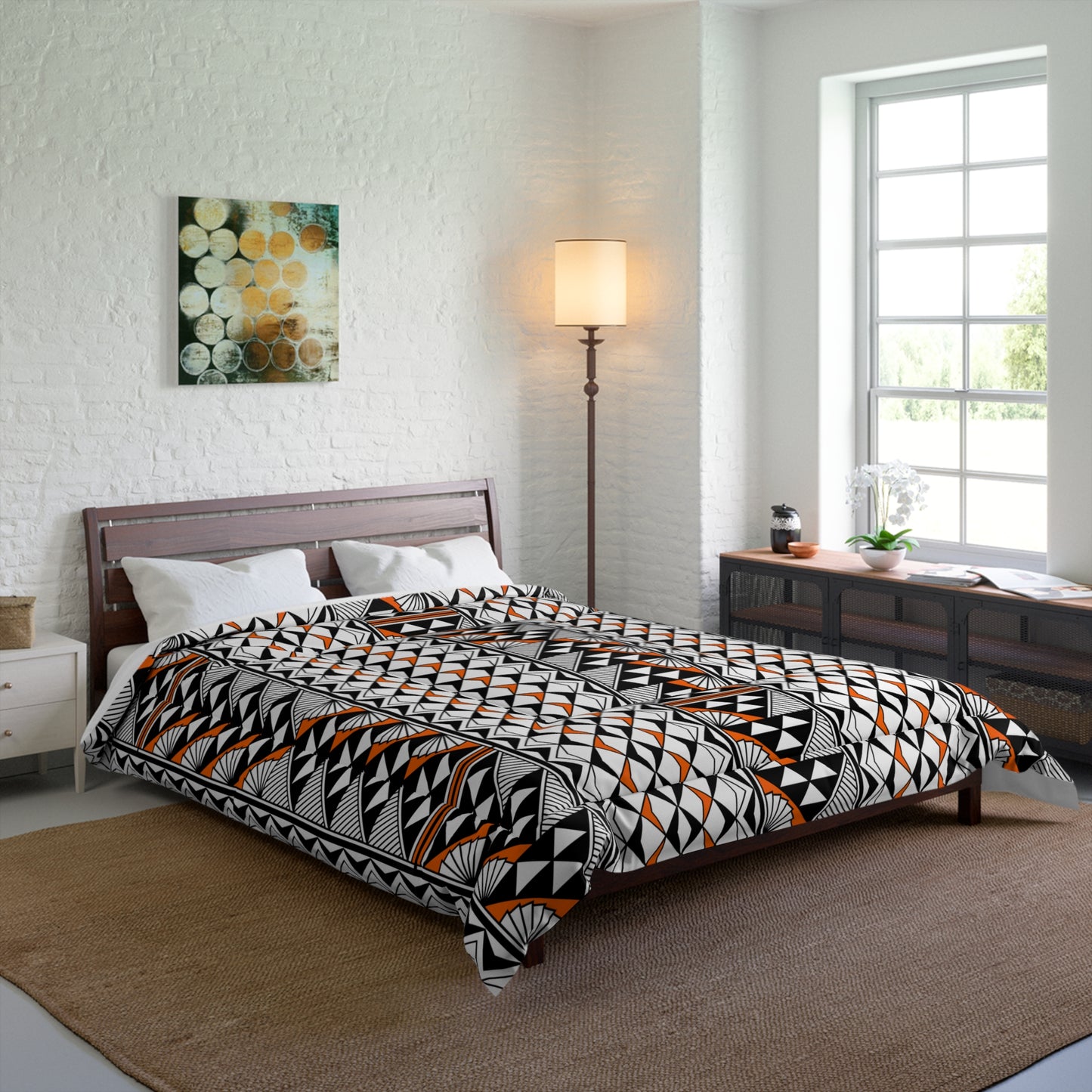 Southwest Rain and Sun in Orange Comforter