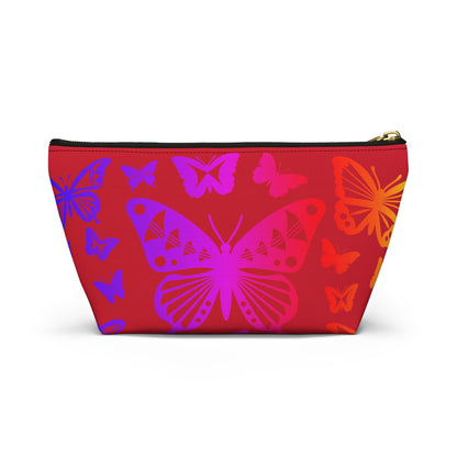 Rainbow Butterflies on Red Pouch w T-bottom