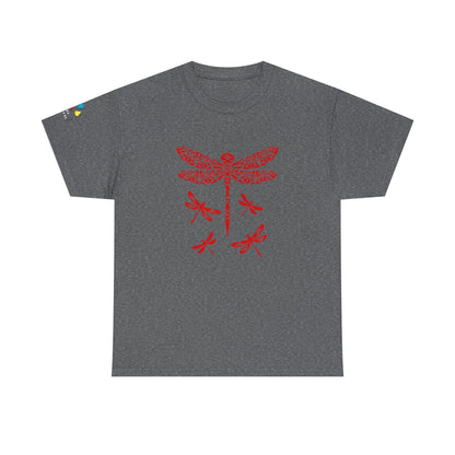 Native Dragonfly in Red Gildan Unisex Tee