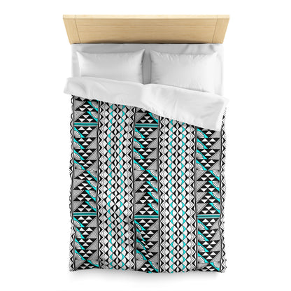 Sun and Rain in Turquoise Microfiber Duvet Cover