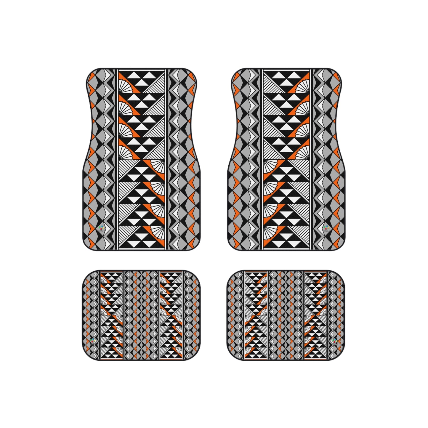 Sun and Rain in Orange Car Mats (Set of 4)