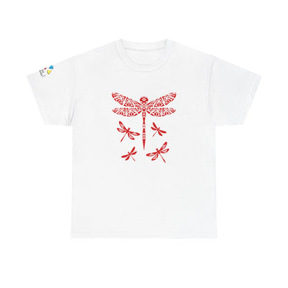 Native Dragonfly in Red Gildan Unisex Tee