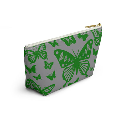 Green Butterflies on Gray Pouch w T-bottom