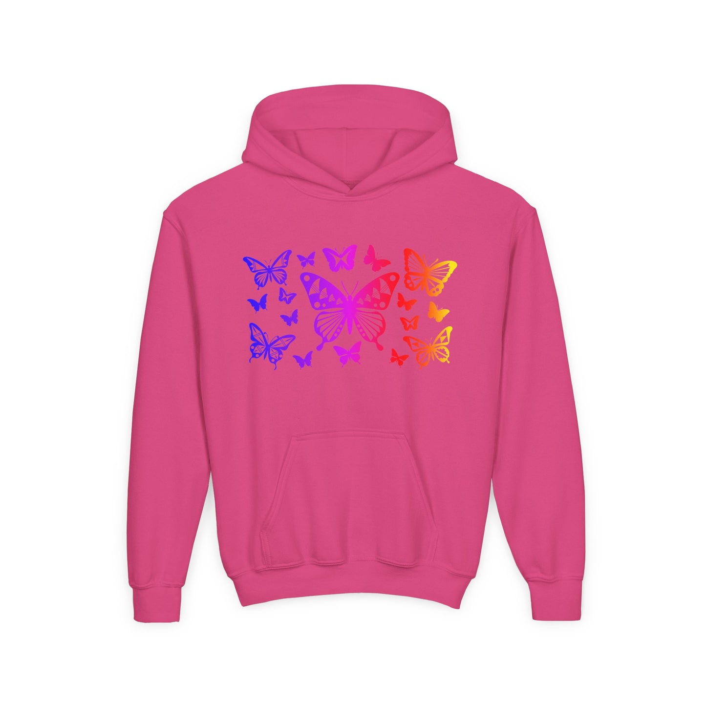 Rainbow Butterflies Youth Heavy Blend Hooded Sweatshirt