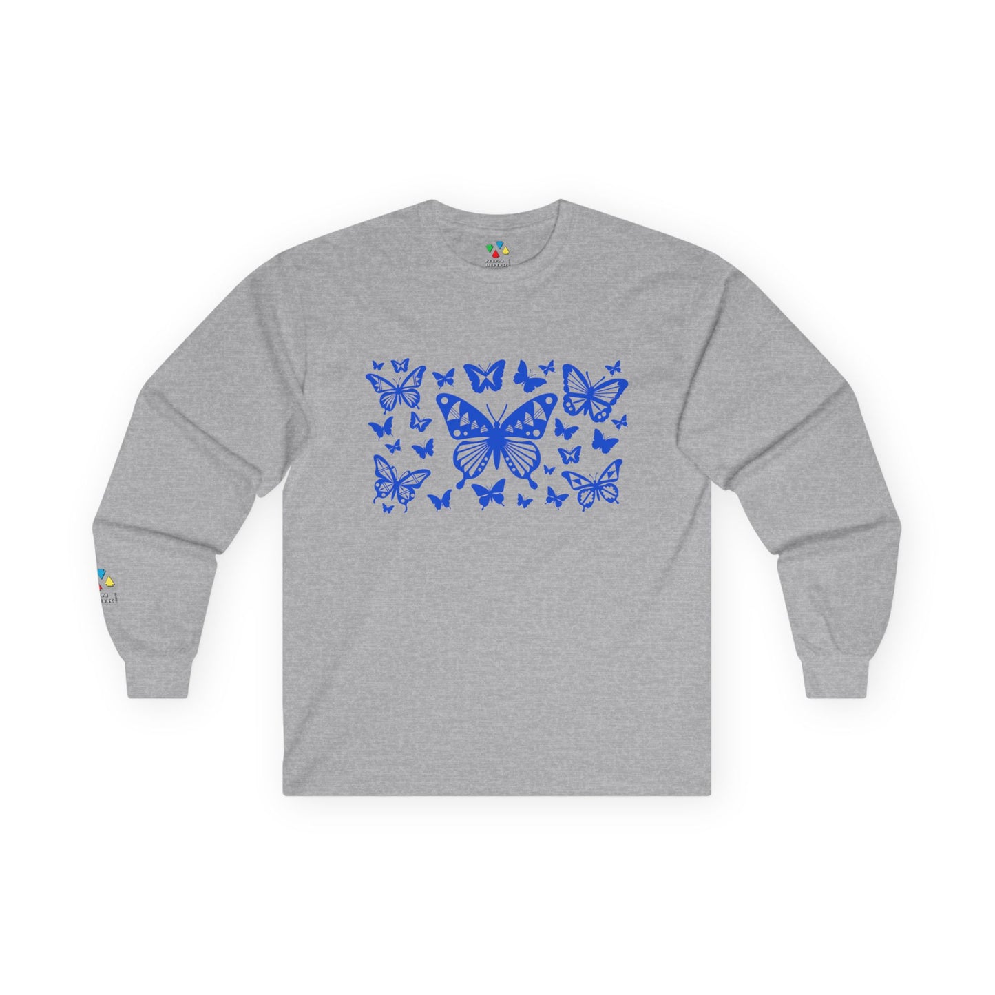 Butterfly Dance in Blue Unisex Long Sleeve Tee