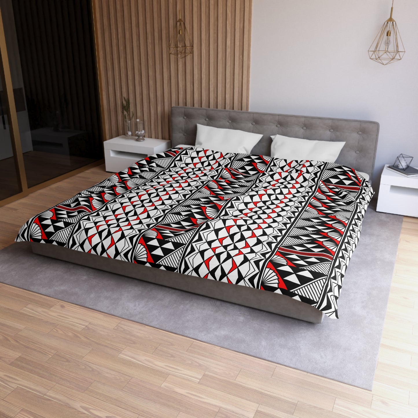 Sun and Rain in Red Microfiber Duvet Cover