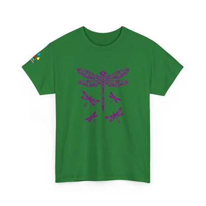 Native Dragonfly in Purple Gildan Unisex Tee