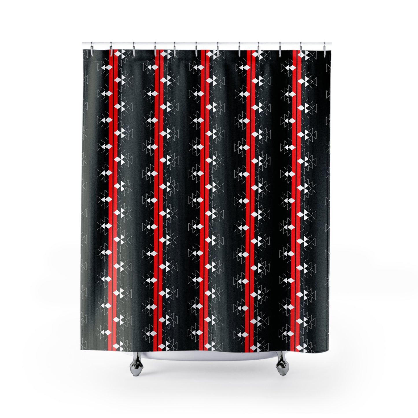 Red Native Woven Stories Shower Curtains